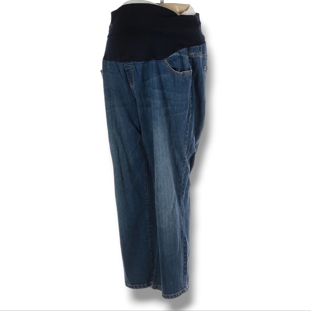 Liz Lange Maternity Jeans Size 16 Medium Wash‎ Straight Leg Relaxed Ankle Length